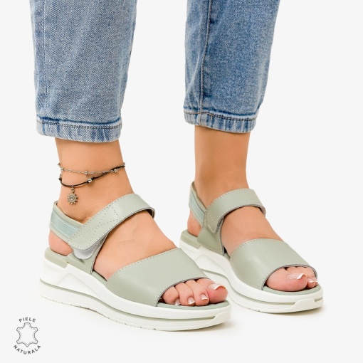 SANDALE Dama Piele Naturala CU BARETA LF1098 Culoare: BARILLA - Img 2