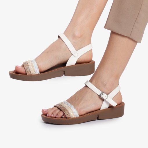 Sandale din Piele Ecologica LF0160 Alb - Img 4