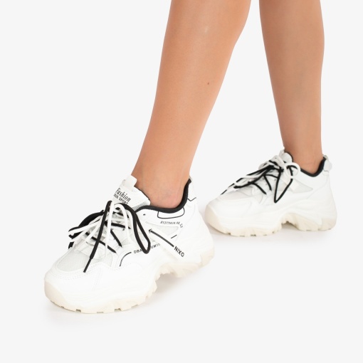 SNEAKERS DAMA din PIELE ECOLOGICA SI PANZA CU DUBLU SIRET LF0838 - Img 2