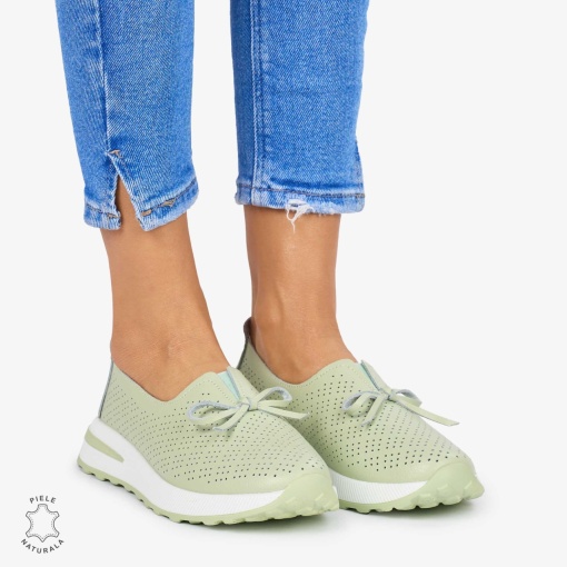 BALERINI dama din Piele Naturala LF1060 CULOARE: VERDE - Img 2