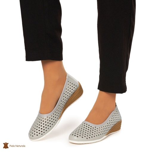 Balerini Dama Piele Naturala Slip-on LF0075 GRI - Img 2