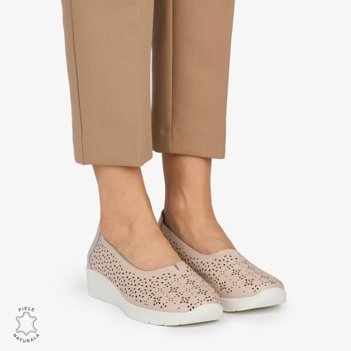 BALERINI din PIELE NATURALA PERFORATA LF1040 CULOARE: ROZ - Img 3