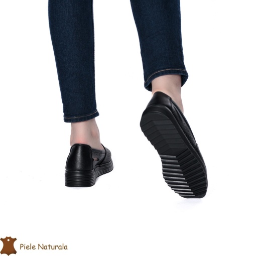 Balerini Perforati Dama Piele naturală LF0111 NEGRU - Img 3