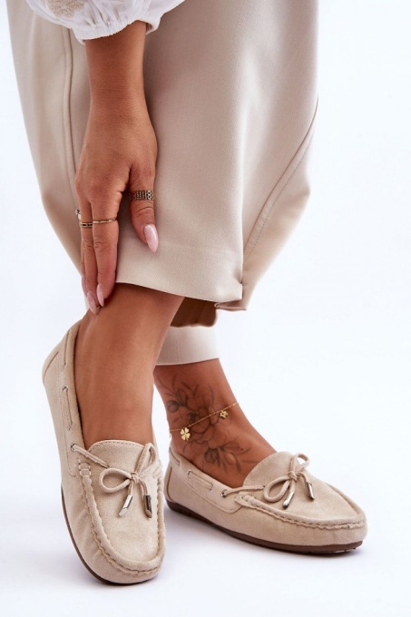 Mocasini DAMA din PIELE ECOLOGICA INTOARSA CU FUNDITA LF0976 CULOARE: BEJ - Img 2