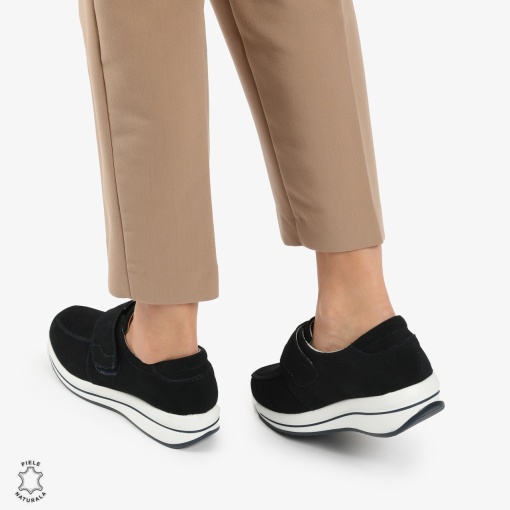 Mocasini dama din piele naturala INTOARSA cu talpa groasa LF0004 NAVY - Img 4
