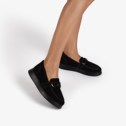Mocasini dama din Piele Naturala Intoarsa LF0840 NEGRU - Img 2