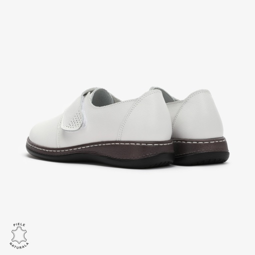 Mocasini dama din Piele naturală LF0017 Alb - Img 3
