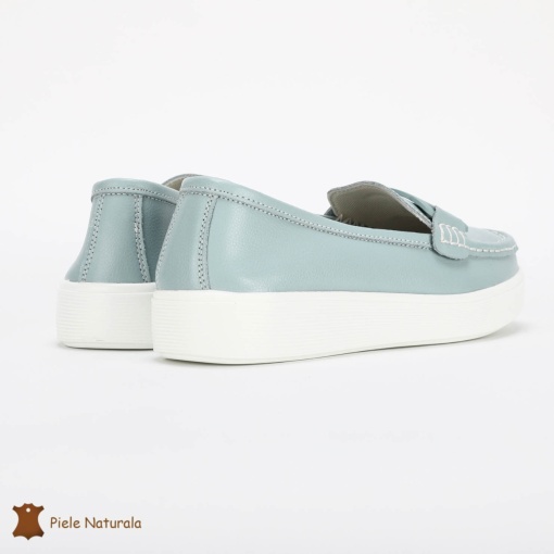 Mocasini Dama Piele Naturala cu talpa plata LF0206 ALBASTRU - Img 3