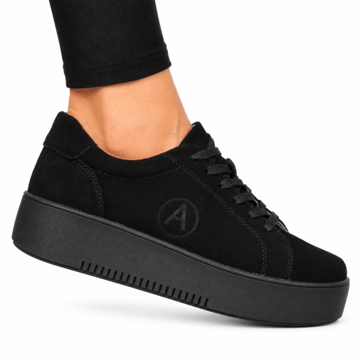 Pantofi Casual DAMA din PIELE Naturala INTOARSA cu talpa inalta LF1455 - Img 2
