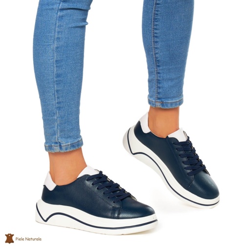 Pantofi Casual dama din Piele Naturala LF0059 Bleumarin - Img 2