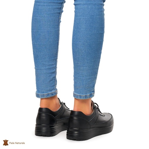 Pantofi Casual dama din Piele naturala LF00809 NEGRU - Img 4