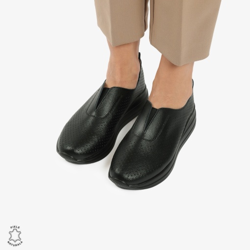 Pantofi Casual dama din piele naturala LF0784 NEGRU - Img 2