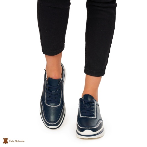 Pantofi casual dama din Piele naturală LF1325 BLEUMARIN - Img 3