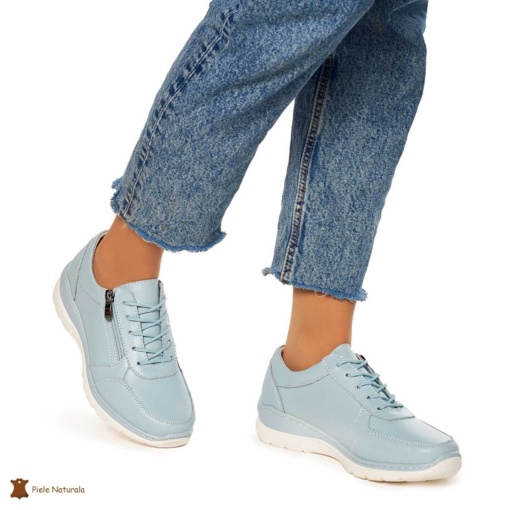 Pantofi casual de dama din piele naturala cu talpa aderenta LF0022 ALBASTRU - Img 2
