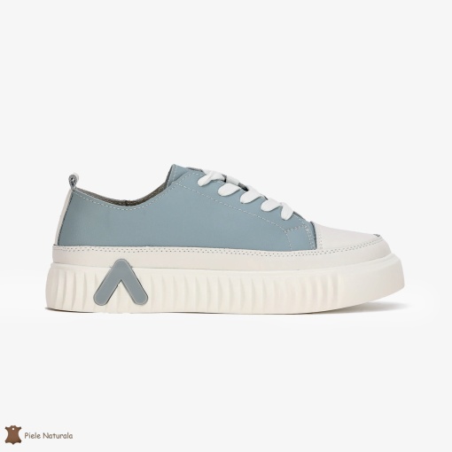 Pantofi Casual de dama din Piele naturala cu talpa groasa LF0489 ALBASTRU - Img 2