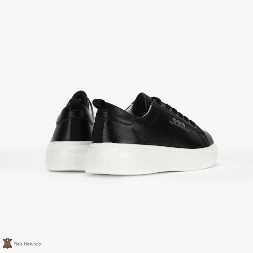 Pantofi Casual de dama din Piele naturala cu talpa groasa LF0494 Negru - Img 3