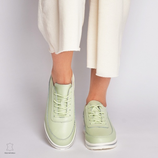 Pantofi casual de dama din piele naturala LF0002 VERDE - Img 2
