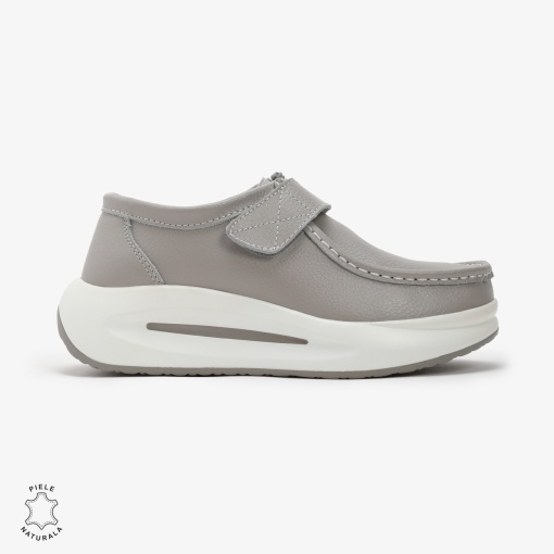 Pantofi Casual de dama din Piele Naturala LF0570 GRI - Img 2