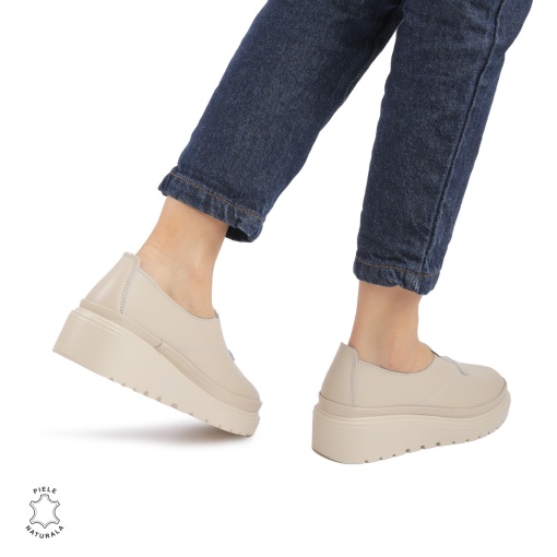 Pantofi Casual de dama din Piele Naturala LF0918 BEJ - Img 3