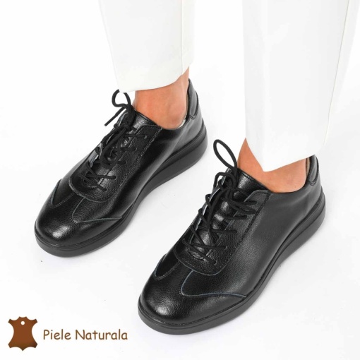 Pantofi casual elegante de dama din piele naturala LF0221 NEGRU - Img 2