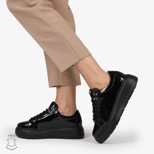 Pantofi CASUAL PIELE NATURALA LACUITA LF1294 NEGRU - Img 3