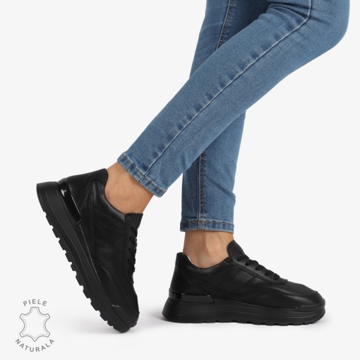 Pantofi Casual Piele Naturala LF1221 NEGRU - Img 2