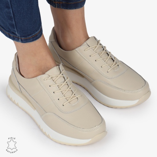 Pantofi casual piele naturala LF886 BEJ - Img 3