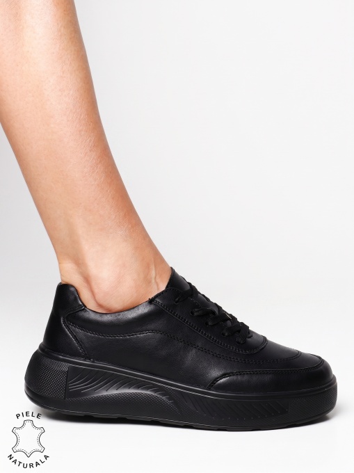 Pantofi damă sport din piele naturală cu design elegant LF1810 Negru - Img 2