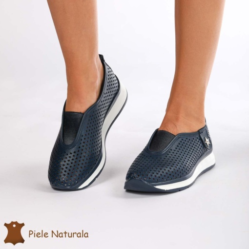 Pantofi Perforati Dama Piele naturală LF0098 NAVY - Img 2