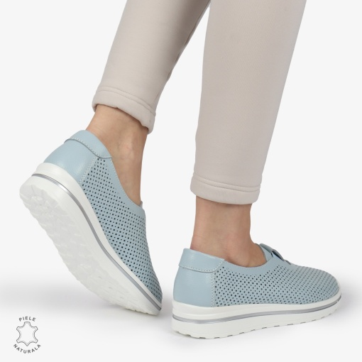 Pantofi Perforati Dama Piele naturală LF0104 ALBASTRU - Img 3