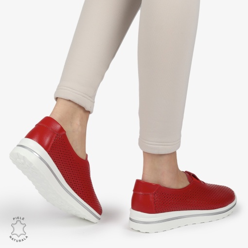 Pantofi Perforati Dama Piele naturală LF0104 ROSU - Img 3