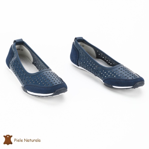Balerini Bleumarin din Piele Naturala cu talpa flexibila LF0168 - Img 4