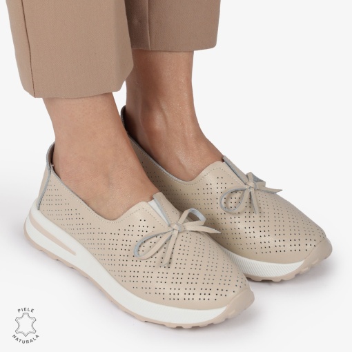 BALERINI dama din Piele Naturala LF1060 CULOARE: BEJ - Img 3