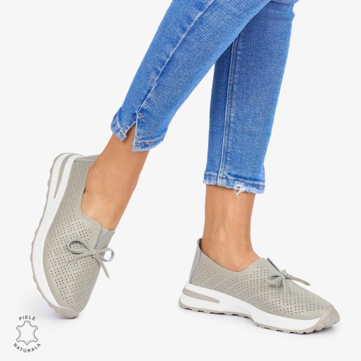 BALERINI dama din Piele Naturala LF1060 CULOARE: GRI - Img 2