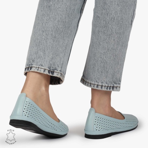 BALERINI dama din Piele naturala PERFORATA SLIP-ON LF1358 ALBASTRU - Img 3