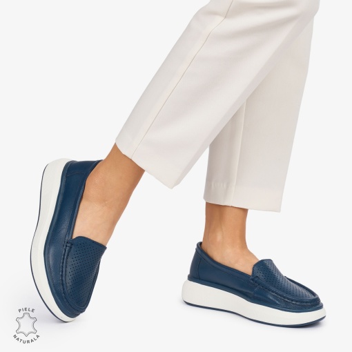 MOCASINI dama din Piele Naturala LF1057 CULOARE: BLEUMARIN - Img 2