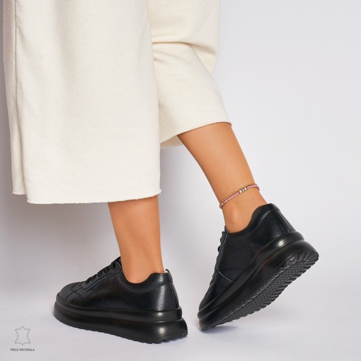 Pantofi casual dama din piele naturala LF0006 NEGRU - Img 4