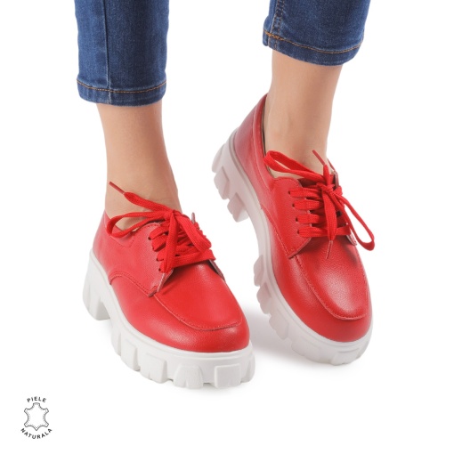 Pantofi casual dama din Piele naturală LF0109 ROSU - Img 2