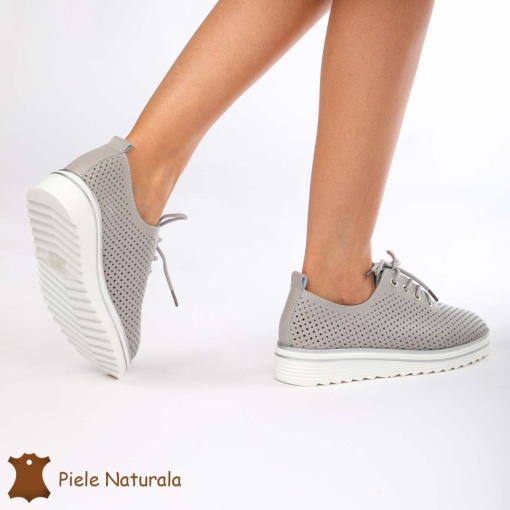 Pantofi casual dama din Piele naturală LF0113 GRI - Img 3