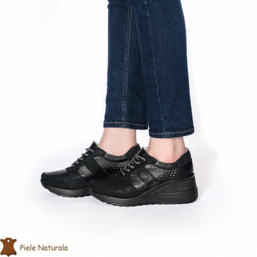 Pantofi Casual Dama din Piele naturală LF0116 NEGRU - Img 2