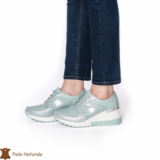 Pantofi Casual Dama din Piele naturală LF0116 VERDE - Img 2