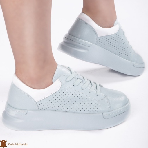 Pantofi Casual Dama din Piele naturală LF0117 ALBASTRU - Img 2