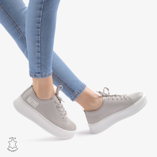 Pantofi Casual dama din Piele Naturala LF0850 GRI - Img 2