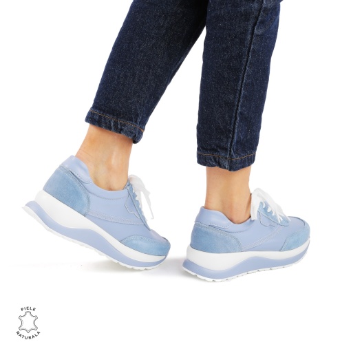 Pantofi Casual dama din Piele Naturala LF0855 ALBASTRU - Img 3