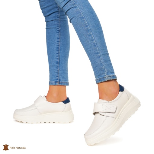 Pantofi Casual dama din Piele Naturala LF0858 ALB - Img 3