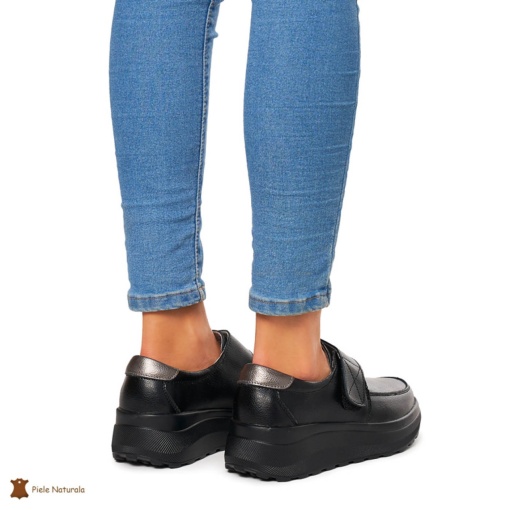 Pantofi Casual dama din Piele Naturala LF0858 NEGRU - Img 4