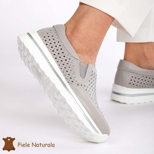 Pantofi Casual dama din Piele naturala LF0860 GRI - Img 2