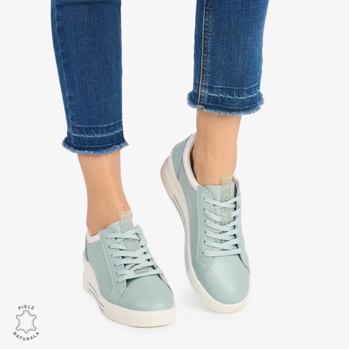 Pantofi casual dama piele naturala cu talpa inalta LF0871 ALBASTRU - Img 2
