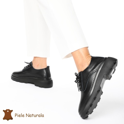 Pantofi Casual Dama Piele naturală LF0207 NEGRU - Img 2