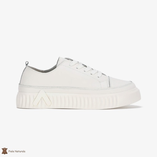 Pantofi Casual de dama din Piele naturala cu talpa groasa LF0489 ALB - Img 2
